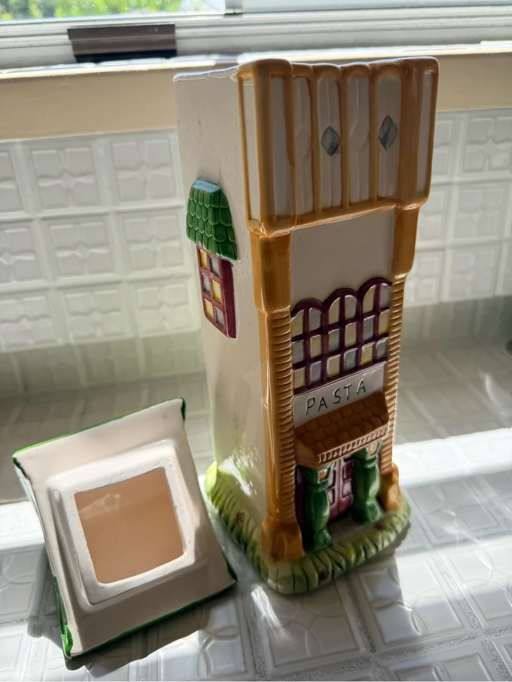 Ceramic Pasta House Storage Jar - Green Roof